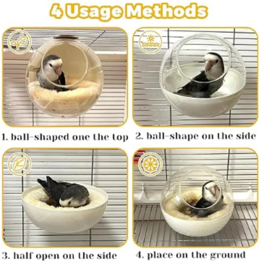 Bird Nest for Cage Bite-Resistant, Washable Clear Observation Small Bird House